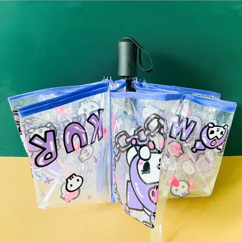 Sanrio Kuromi Hearts & Skulls Hello Kitty Umbrella Kids / Adult Clear Umbrella - Picture 2 of 9